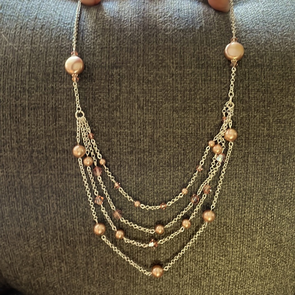 Layered pearl and Swarovski Crystal necklace